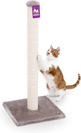 Petrebels Premium Quality Scratching Post Maine, 90 cm High, with Extra Stable Base Plate and Natural Sisal Post, 40 x 40 x 90 cm, Color / Beige (Cappuccino)