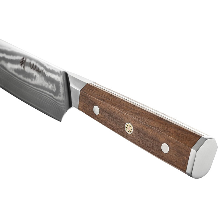Ніж кухонний Wakoli Santoku Damast (18 см), сталь VG10, 67 шарів, рукоять з горіха, професійний, в подарунковій коробці