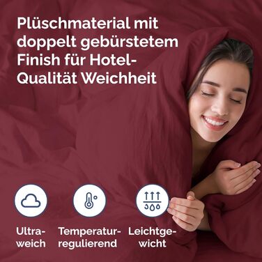 Комплект постільної білизни 3-TLG 135x200 см: ковдра та 2 наволочки 80x80 см. З м'якої мікрофібри, дихаюча, легка у догляді. Застібка - блискавка, кутові стрічки. Сертифікат Oeko-Tex. 3 шт. Світло-сірий (135x200 (80x80), 08 - Бордовий)