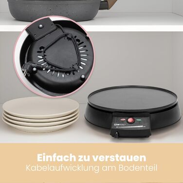 Clatronic® Crepe Maker for crepes with Ø29 cm | including batter dispenser | Crepe Maker | non-stick coated surface | continuously adjustable thermostat | Crepemaker | pancake maker with 900W | cm 3372
