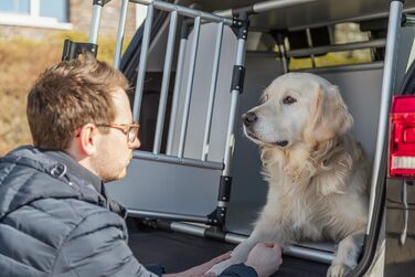 Тріксі Транспортний бокс для собак з алюмінію, розмір M–L, 60x65x86 см - стабільний, тихий, з безпечним замком та неслизьким килимком