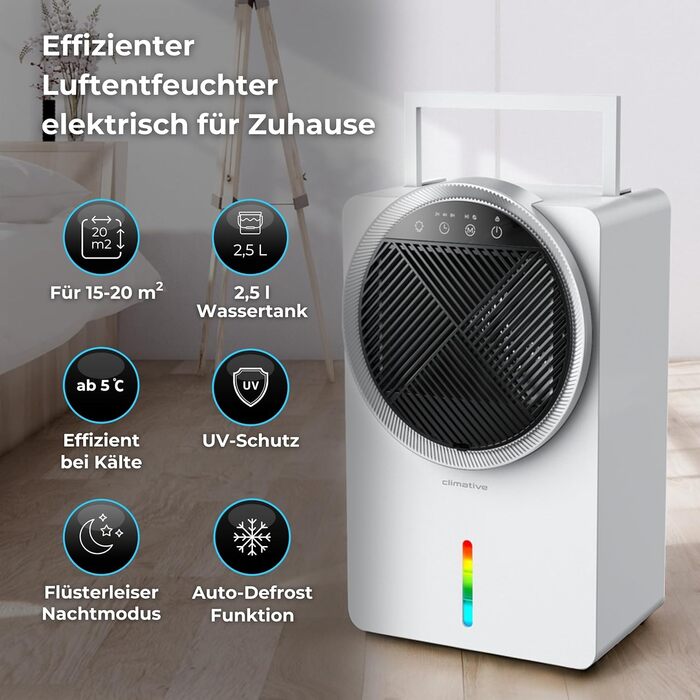 Електричний осушувач повітря Climative ION 12L/24h з Wi-Fi та очищувачем повітря для дому, квартири, ванної кімнати. Захист від вологи та плісняви до 20 м² (Adso)