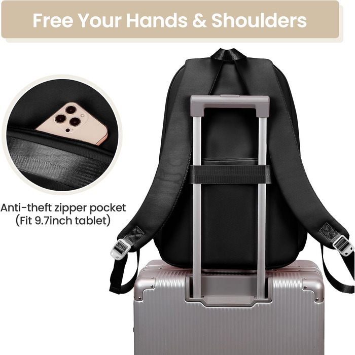 Шкільний рюкзак Tanou для дівчаток, підлітків, 3-7 клас, велика місткість, легкий нейлон, чорний