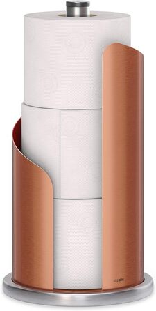 stardis Stainless Steel Matte Finish Kitchen Towel Holder, H 30 Ø15 cm, Roll Holder, Paper Roll Holder for Kitchen Towel, Standing Holder, Fingerprint-Proof, Copper Matte