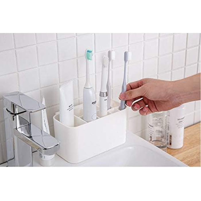 Автоматичний диспенсер зубної пасти та тримач для зубних щіток MHTECH - комплект з 2 пресовальників пасти, 4 стаканів та місцем для 5 щіток. Підходить для всіх типів щіток, настінний монтаж