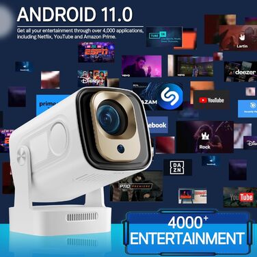 4K Міні-проектор Beamer для домашнього кіно з Wi-Fi 6 та Bluetooth 5.0, 170 ANSI Lumen, Android 11 (HY260pro)