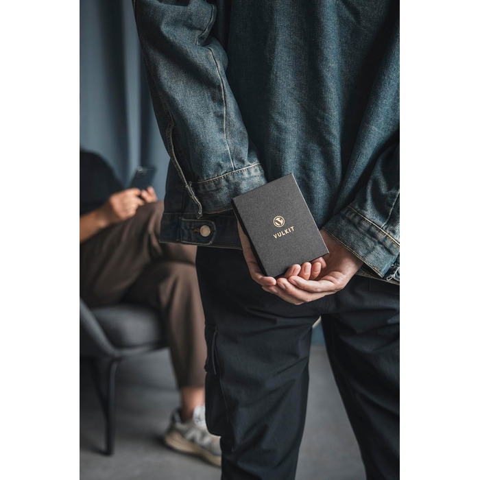 Чохл для кредитних карт VULKIT з RFID-блокуванням, з натуральної шкіри, з відділенням для грошей, віконцем для посвідчення, відділенням для монет та магнітною застібкою (Морський колір)