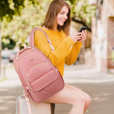 Жіночий рюкзак для ноутбука 17,3 дюйма: стильний рюкзак для дівчат-підлітків, студентів та вчителів, ідеальний для навчання, роботи та офісу (15.6', Рожевий)