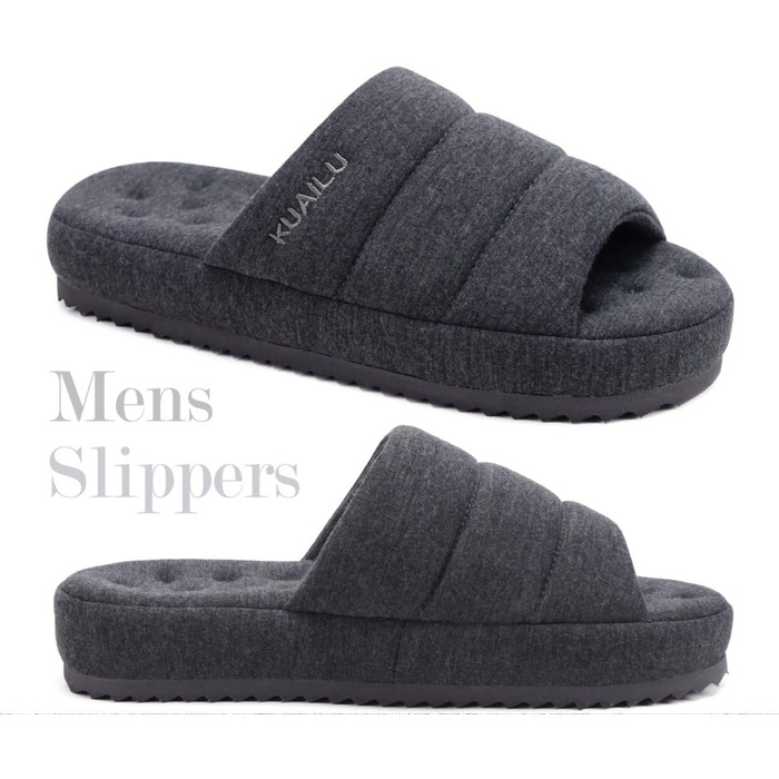 Чоловічі тапочки KuaiLu: стильні, з м'якою устілкою з піною пам'яті, для дому та вулиці, сірі, 46 EU