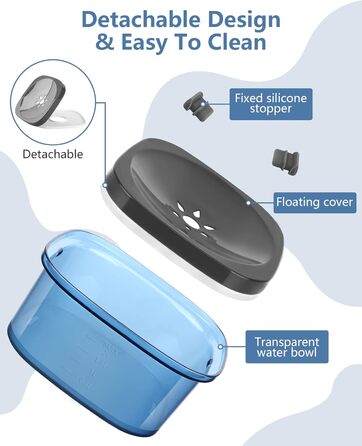 Миска для собак PETTOM, 2L, проти протікання, без облизування, велика (Блакитна)