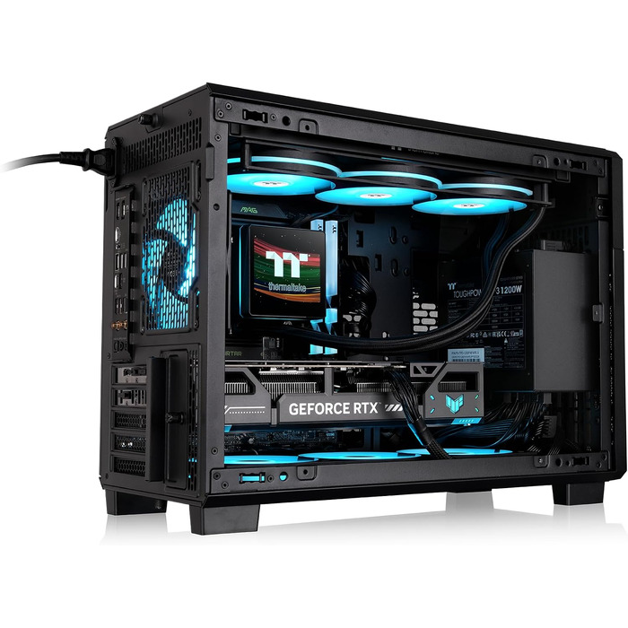Корпус для ПК Thermaltake TR200 WS Micro-ATX/Mini-ITX, підтримка СРО 360мм, 7 вентиляторів 120мм, USB-C, чорний