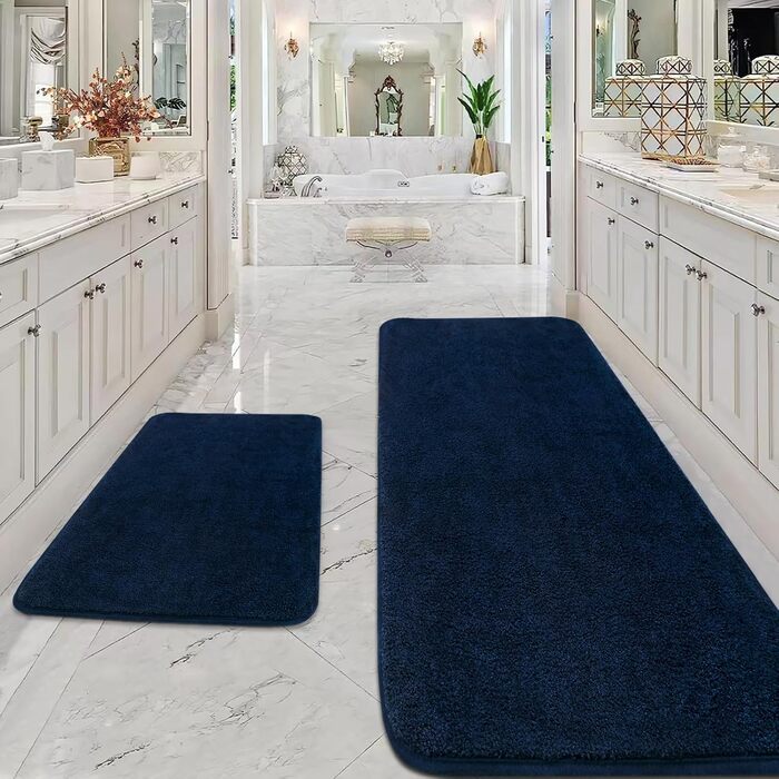 Килим з мікрофібри 120x170 см - килим з коротким ворсом, який можна прати, для вітальні та спальні, м'який, пухнастий, з сучасним однотонним дизайном, антрацитовий (темно-синій, 50x120 см (прямокутний))