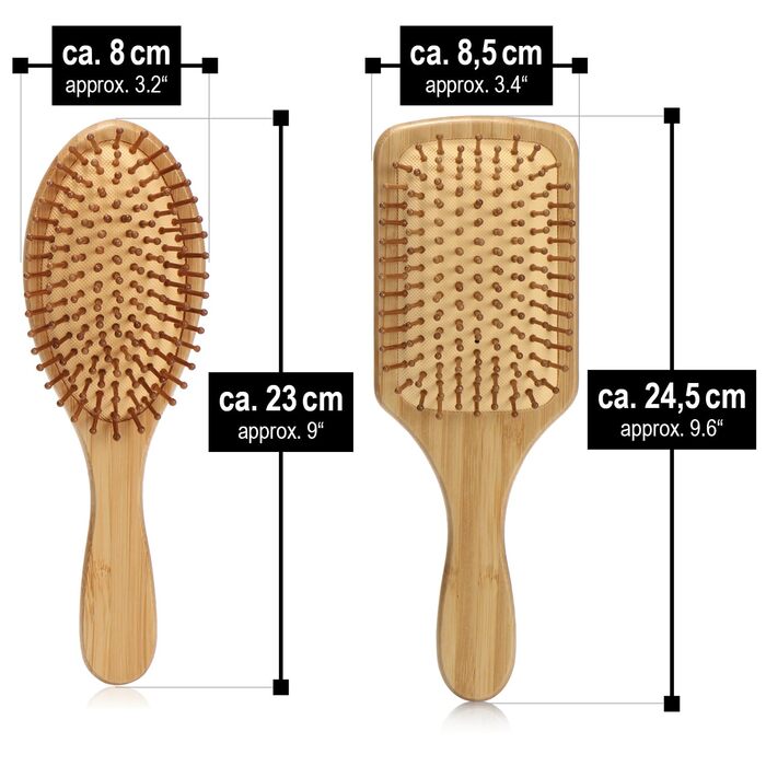 Набір з 2 бамбукових гребінців з натуральною щетиною - екологічні гребінці-щітки для жінок, чоловіків та дітей - масажні гребінці для здорового волосся (гребінець-щітка/гребінець)