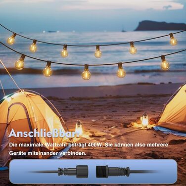 LED гірлянда Yuusei 60м з 100+4 лампочки (тепле світло), IP45, для дому та саду