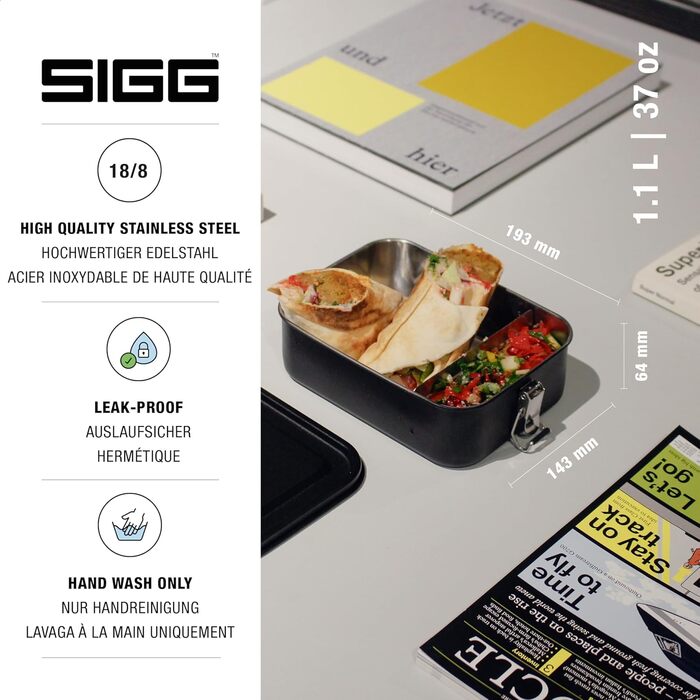 SIGG Gemstone Food Container, leak-proof lunchbox for office, school and outdoor use, food container made of high-quality 18/8 stainless steel for on the go