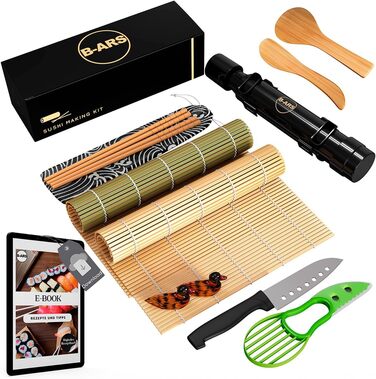 Набір для приготування суші B-ARS: повний комплект з бамбуковою килимком, антипригарним ножем та ложкою для рису – ідеально для початківців та професіоналів