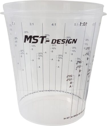 MST-DESIGN Paint Mixing Cups, 20 Pieces with 2300 ml | Robust Measuring Cups with Mixing Scale | Mixing Cups for Stirring Paints, Fillers, Wood Stains, etc. | Mixing Cups | High-Quality Paint Accessories