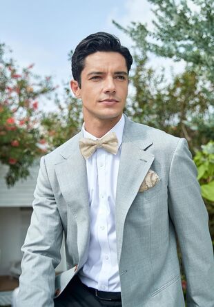 HISDERN Комплект краватки, кишенькового хустинки та краваткових затискачів для чоловіків, Пазлі, для весілля, свят, Різдва, Хелловіну, A1-Бежевий