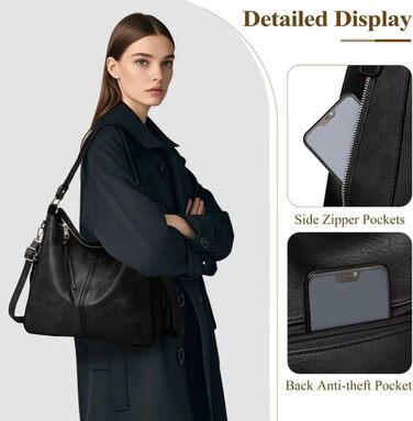 Сумка жіноча шопер велика елегантна через плече, PU-шкіра, колір кава, з кишенею, замок (B Schwarz)