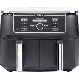 Аерофритюрниця Ninja Foodi MAX Dual Zone 9,5 л, цифрова, подвійна камера, антипригарне покриття, 6-в-1, 8 порцій, чорна, мод. AF400EU