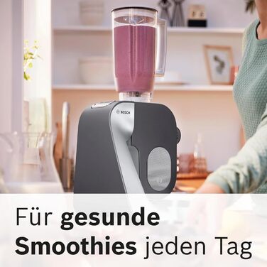 Bosch Kitchen Machine Series 6 MUM56340, 3.9 L Bowl, 1.25 L Mixer, Meat Grinder, Citrus Juicer, Planetary Mixer, Dough Hook, Whisk, Beater, Continuous Slicer, 3 Discs, 900 W, Silver/Grey
