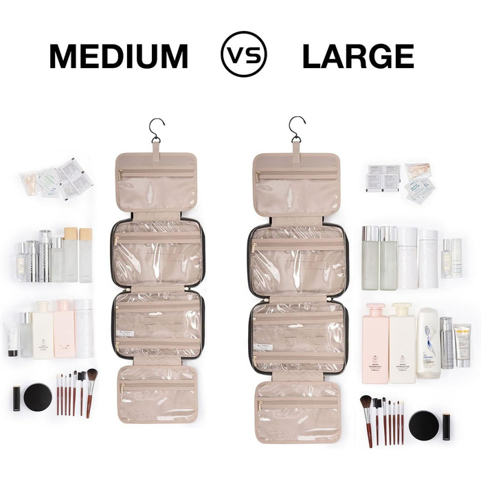 Сумка для косметики BAGSMART, дорожня косметичка для жінок, прозора, на блискавці, рожевого кольору, M