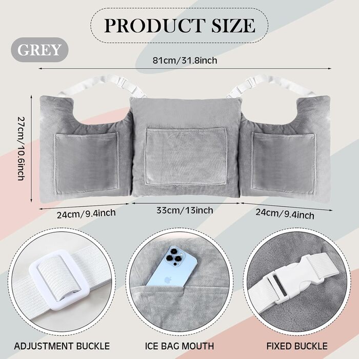Suzile Mastectomy Pillow After Surgery, Breast Pillow for Breast Cancer, Mastectomy Pillow for Mastectomy, Recovery and Breast Reduction, Gifts for Women (gray)