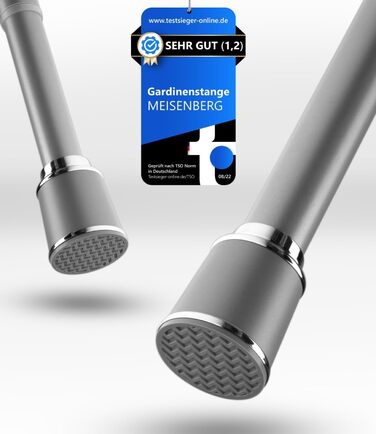 Штанга для штор 120-170см, сіра, Ø 32 мм, без свердління - для вікон, кімнат, кухні