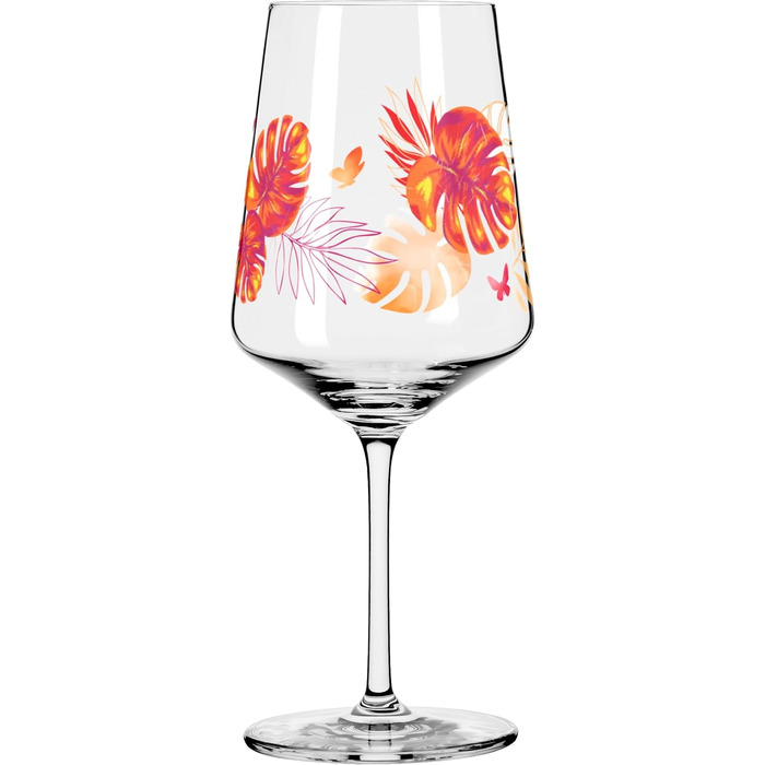 RITZENHOFF 2849001 Aperitif Glasses 500 ml - Set of 2 - Sommerrausch Series - Butterfly Motif - Made in Germany, Orange, Red