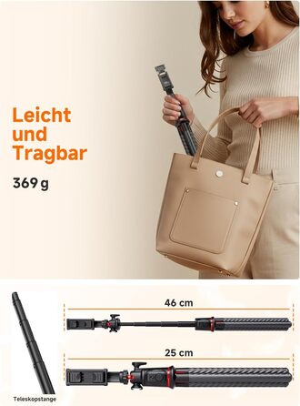 Штатив для смартфона Rollei з автоматичним відстеженням обличчя та стабілізацією відео, 360° для TikTok Live Streaming, вбудований акумулятор, гнучкий трипод