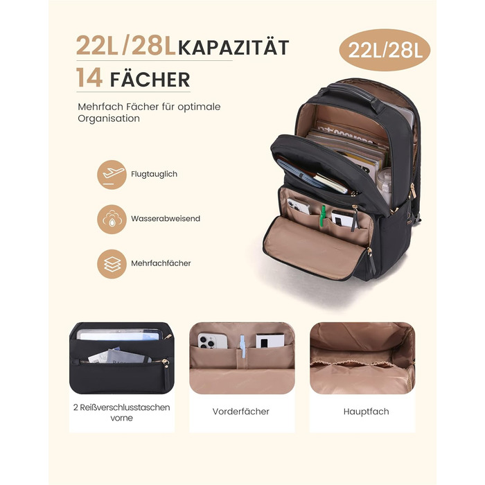 Рюкзак для ноутбука LOVEVOOK, 15.6 дюймів, чорний: водонепроникний, для роботи, навчання, подорожей