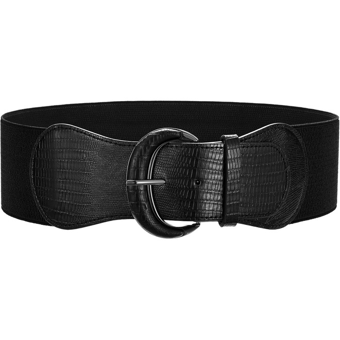 Жіночий широкий еластичний ремінь WERFORU для суконь та костюмів, чорний, обхват талії 94-107 см