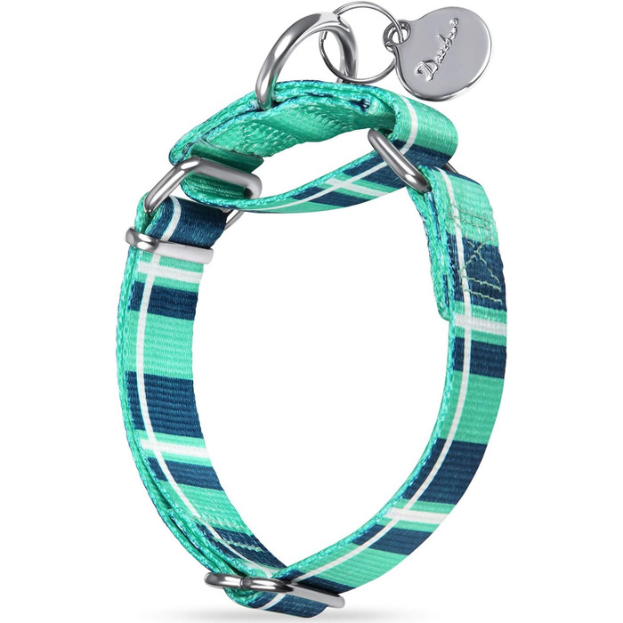 Нашийник для собак Dazzber Martingale, антинатяг, проти втечі, міцний, середні та великі породи, регульований 43.2-63.3 см, колір блакитно-зелений в клітинку