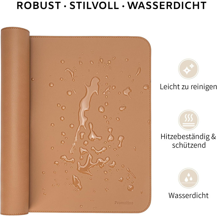 Офісний килимок для столу XXL з екошкіри: нековзний, водостійкий, карамельний (90x45 см) - ідеально для ноутбука, офісу та дому