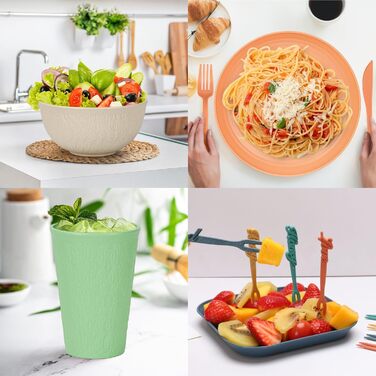 Набір посуду 48 шт. незламний, багаторазовий для кемпінгу/пікніка, пластиковий, кольоровий (49 шт.)