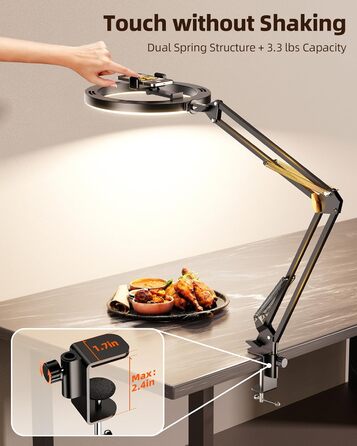 Настільний штатив з кільцевим світлом для кухні та фуд-відео – 10 дюймів | Штатив з кільцевим світлом для зйомки їжі, рецептів, відео та стріму