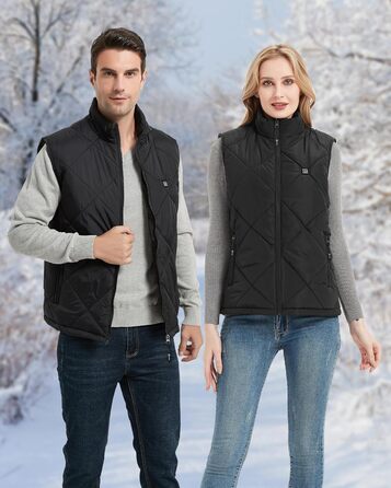 Електрична гріюча жилетка Fernida для чоловіків та жінок, 8 зон нагріву, 3 температурні режими, з Powerbank, для зимових активів на відкритому повітрі, чорна, розмір S