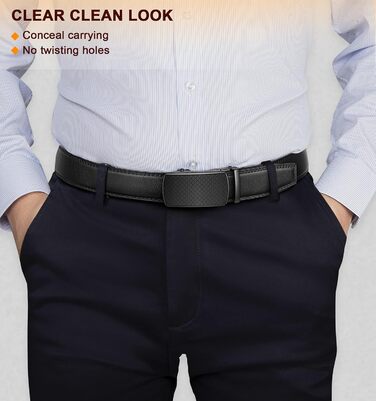 Чоловічий шкіряний ремінь BULLIANT з автоматичною застібкою-ратом, ширина 35 мм, регульований розмір, чорний, 130 см (38-44)