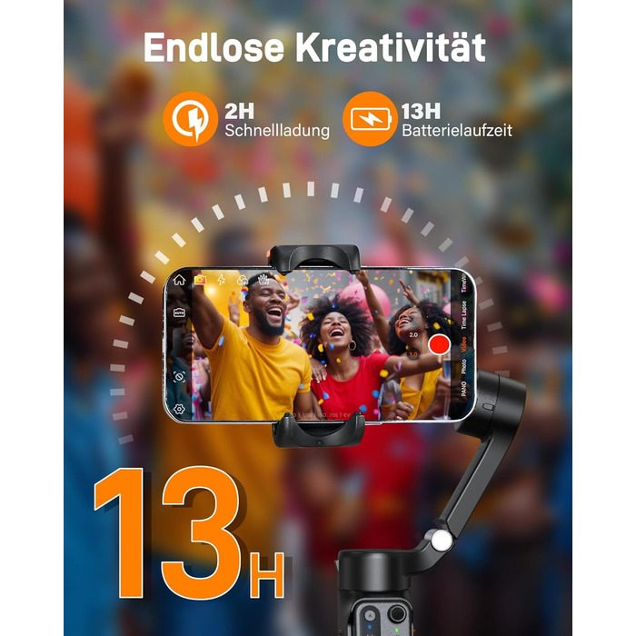 Hohem iSteady V3 - Стабілізатор для смартфона з контролером, AI-трекером, телескопічною штангою та штативом, чорний