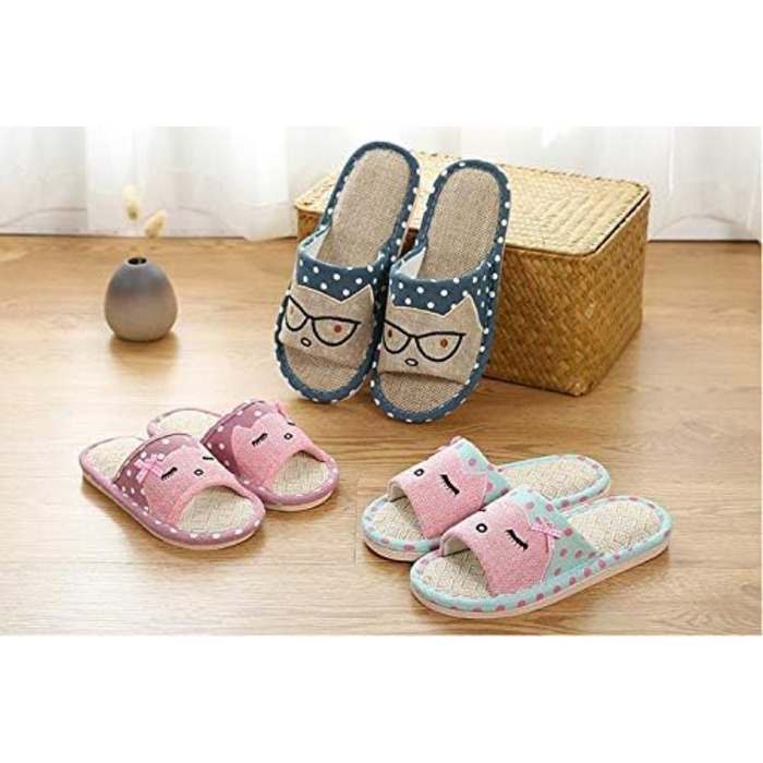 Пара тапочок з льону AioTio для дітей: японський стиль, мультфільм, дихаючі, антиковзкі, з товстим дном, подарунок, 38/39 EU, бордовий