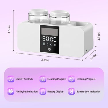 Toothbrush Cleaner and Wall-Mounted Toothbrush Holder, Cleaning and Air-Drying, LED Smart Display and Timer Function, Rechargeable, Wireless, Toothbrush Holder for Bathroom (White/Opulent Garden)