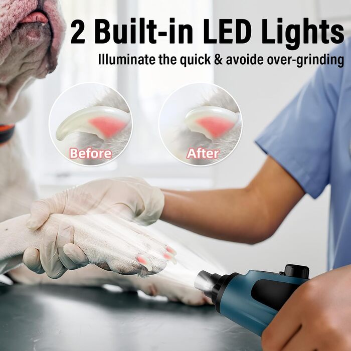 Шліфувальник кігтів для собак Casfuy Smarter Krallenschleifer – 6 режимів, LED-підсвітка, тихий, акумуляторний, для собак та котів