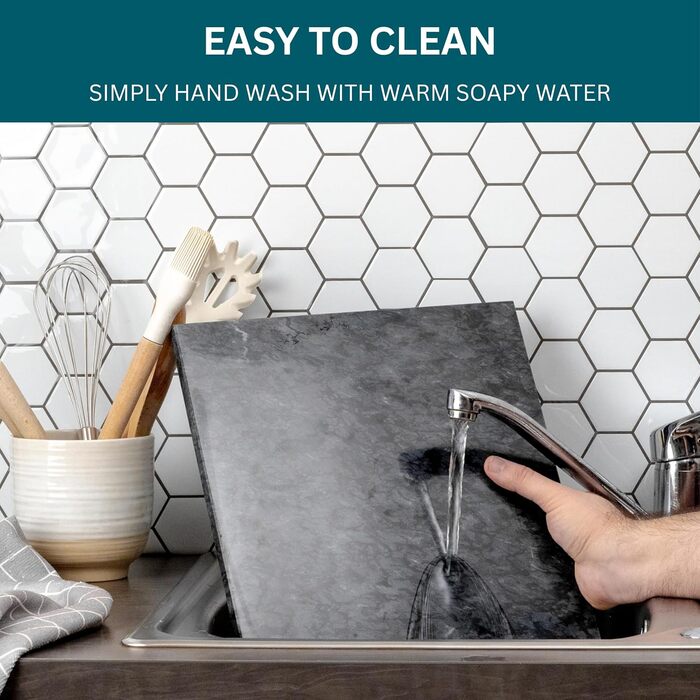 Обрізний дошка Homiu з мармуровим ефектом, 40 x 30 см, термостійка, антиковзна, чорна