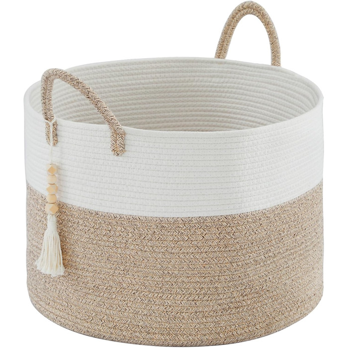 YOUDENOVA Woven Laundry Basket Large 65L Basket Storage Basket Blanket Toy Basket for Living Room Children's Room Storage Basket Laundry Collector 50x33 Brown