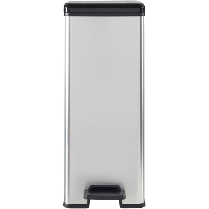 Сміттєвий кошик Curver Deco Slim 40 л, пластиковий, чорний/сріблястий металік, 39.3 x 25 x 60.7 см