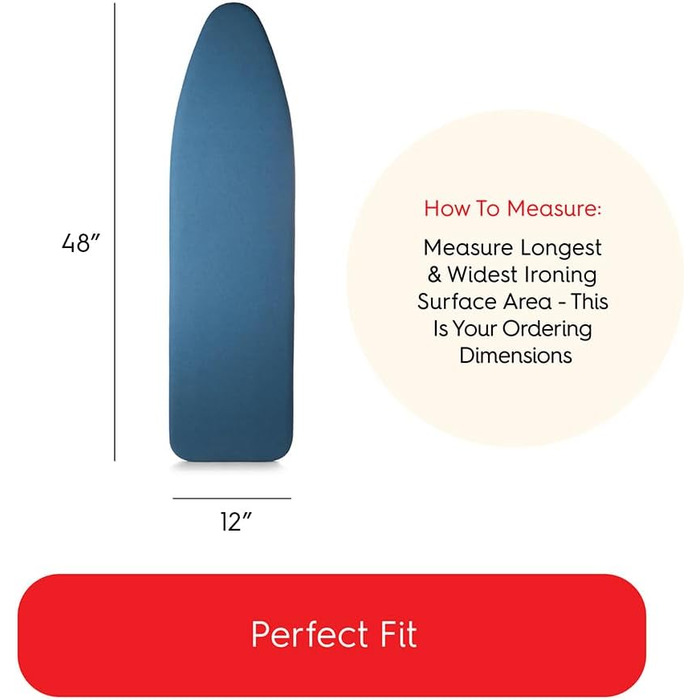 Padded Premium Ironing Board Cover with Titan Silicone Coated Technology, with Thick Multi Padding in Various Sizes 15 x 48 inches Blue