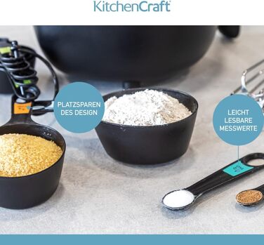 Набір мірних ложок KitchenCraft 10 шт. з тримачем, чорний