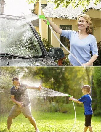 LIBERRWAY Camping Shower with Pump, Camping Shower Set with Rechargeable Battery, 2m Shower Hose Outdoor Shower for Garden Beach Camping Travel Car Washing, Mobile Shower Black (Green with Jet Head)