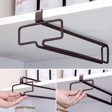 Підвісний тримач для келихів для вина під шафу, металевий стелаж для бокалів без свердління, набір 4 шт. (Чорний)