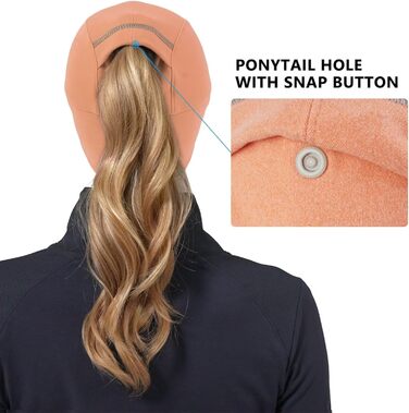 Жіноча зимова шапка GADIEMKENSD з відбиваючими елементами та отвором для хвостика, навушник-трансформер для активного відпочинку (Помаранчевий)